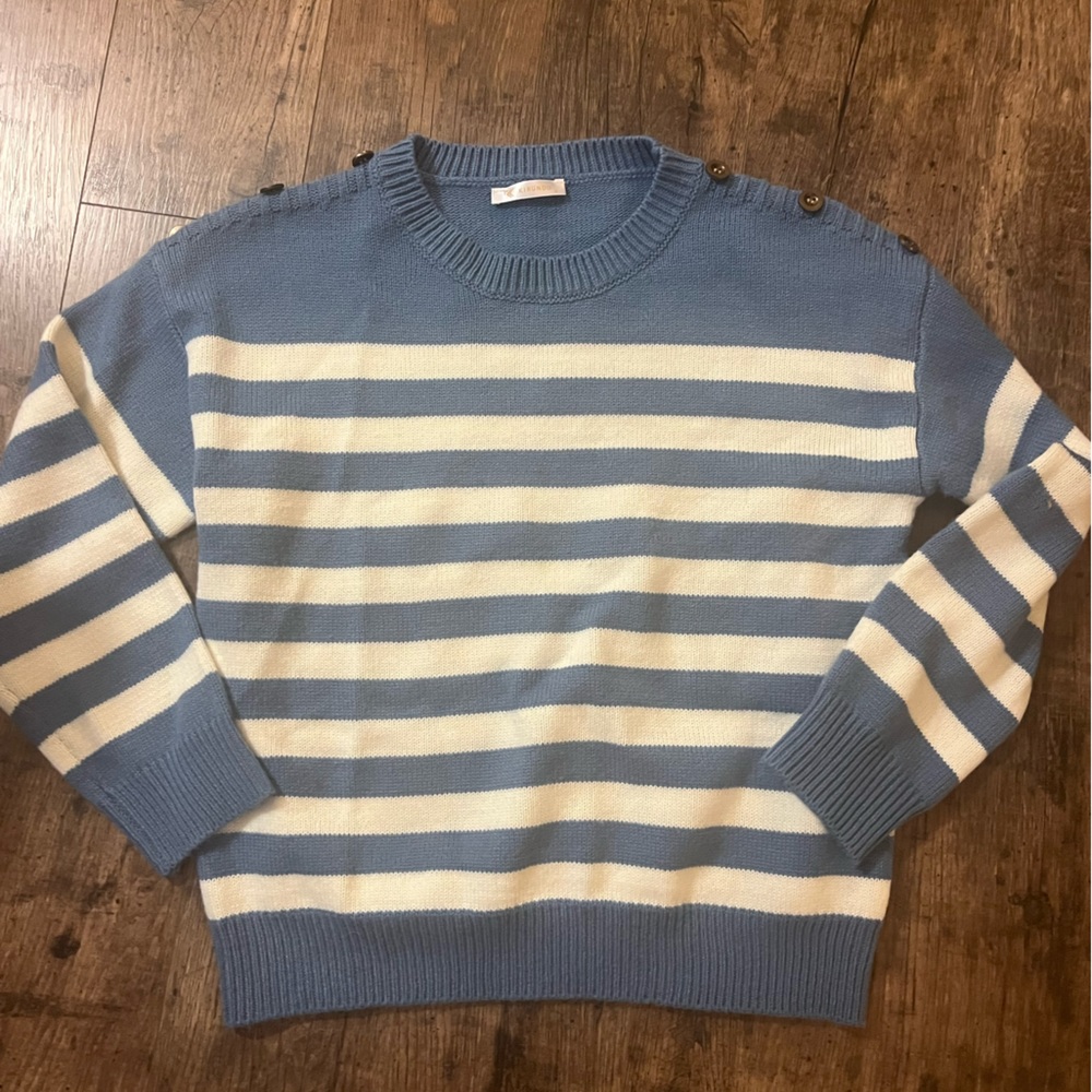 Blue and White Sweater